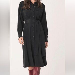 Diane Von Furstenberg Black Sheath Dress Long Sleeve Collar